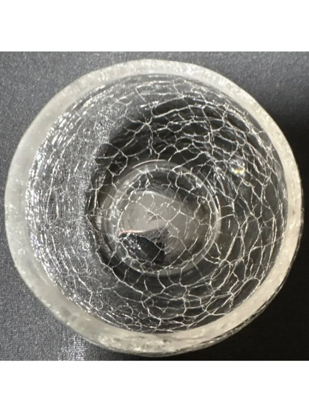 Clear Crackle Glass Globe Vase Round Bowl Candle Holder Orb Tea Light Candle